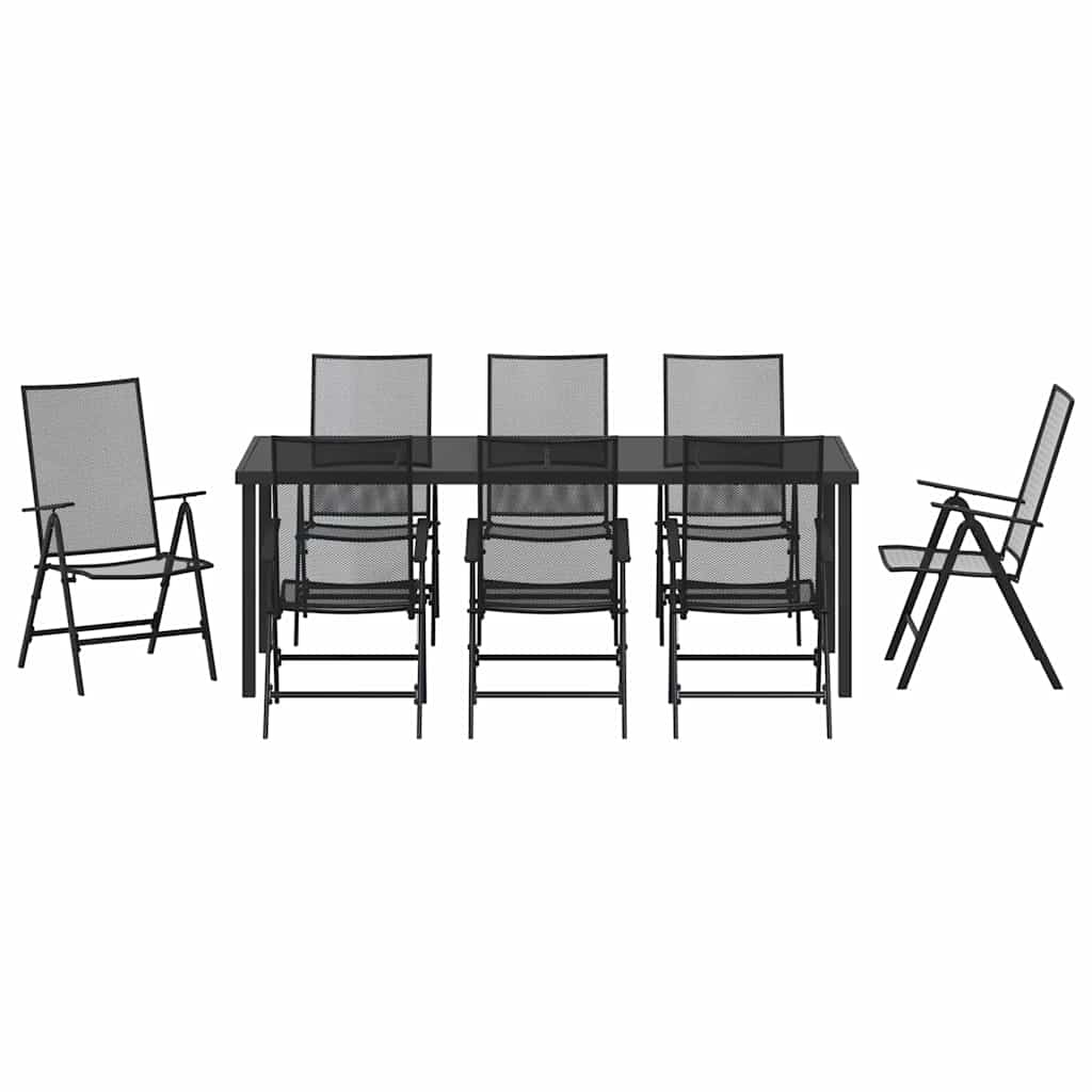 Garden Dining Set 9 pcs Anthracite Powder-Coated Steel