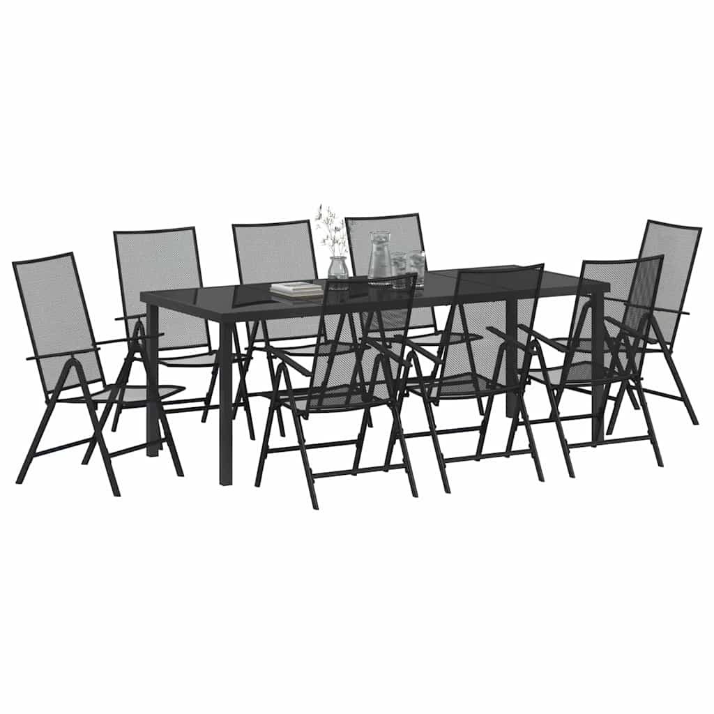 Garden Dining Set 9 pcs Anthracite Powder-Coated Steel