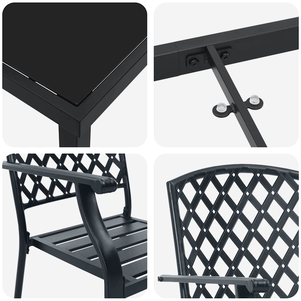 Garden Dining Set 3 pcs Anthracite Steel