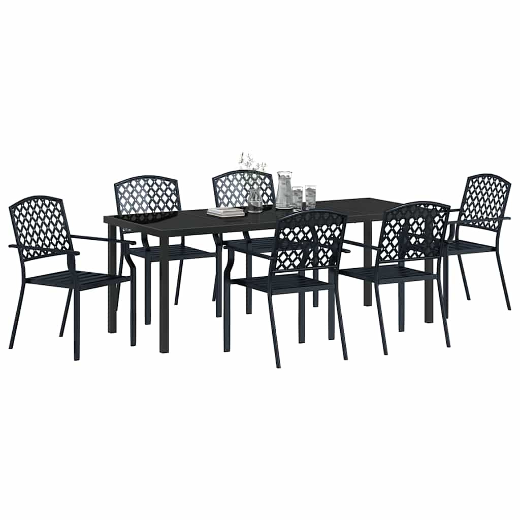Garden Dining Set 7 pcs Anthracite Powder-Coated Steel