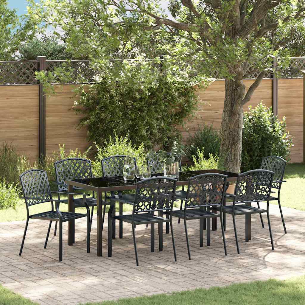 Garden Dining Set 9 pcs Anthracite Powder-Coated Steel