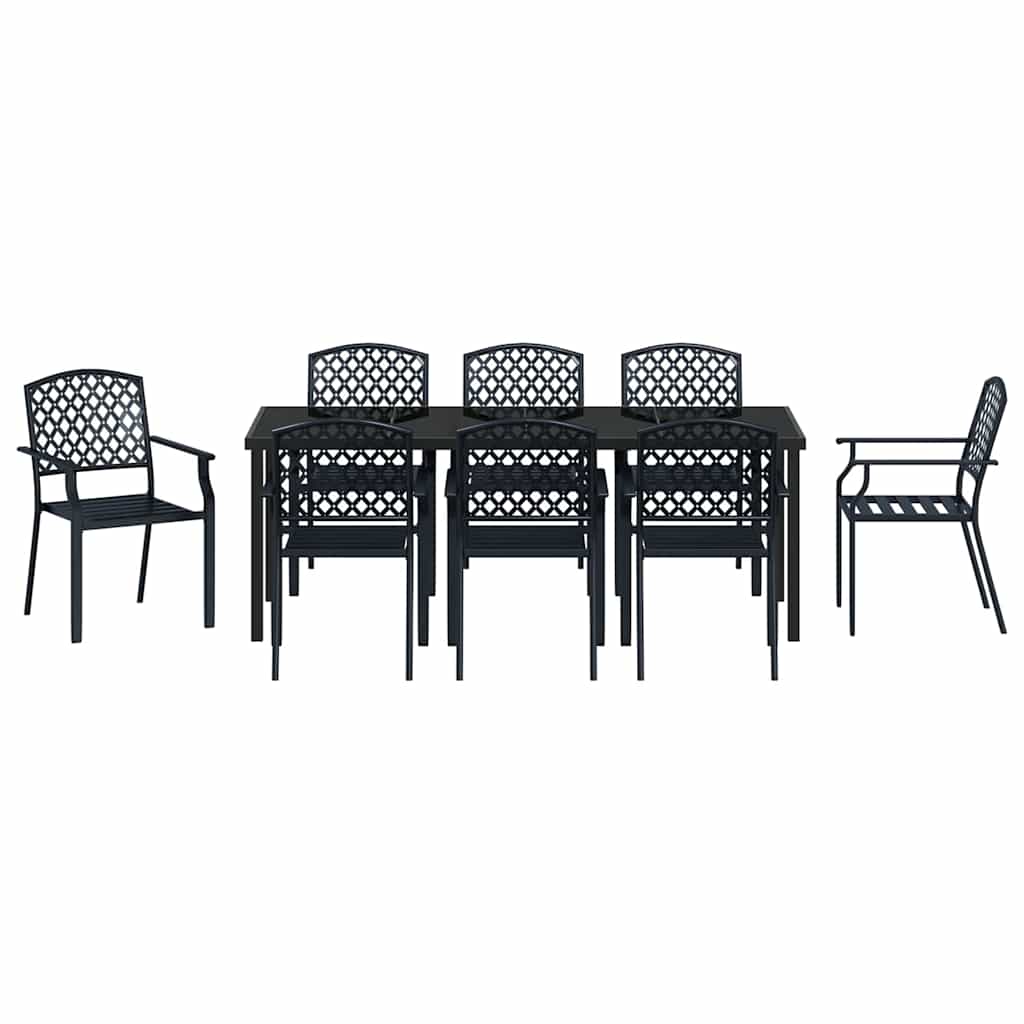 Garden Dining Set 9 pcs Anthracite Powder-Coated Steel