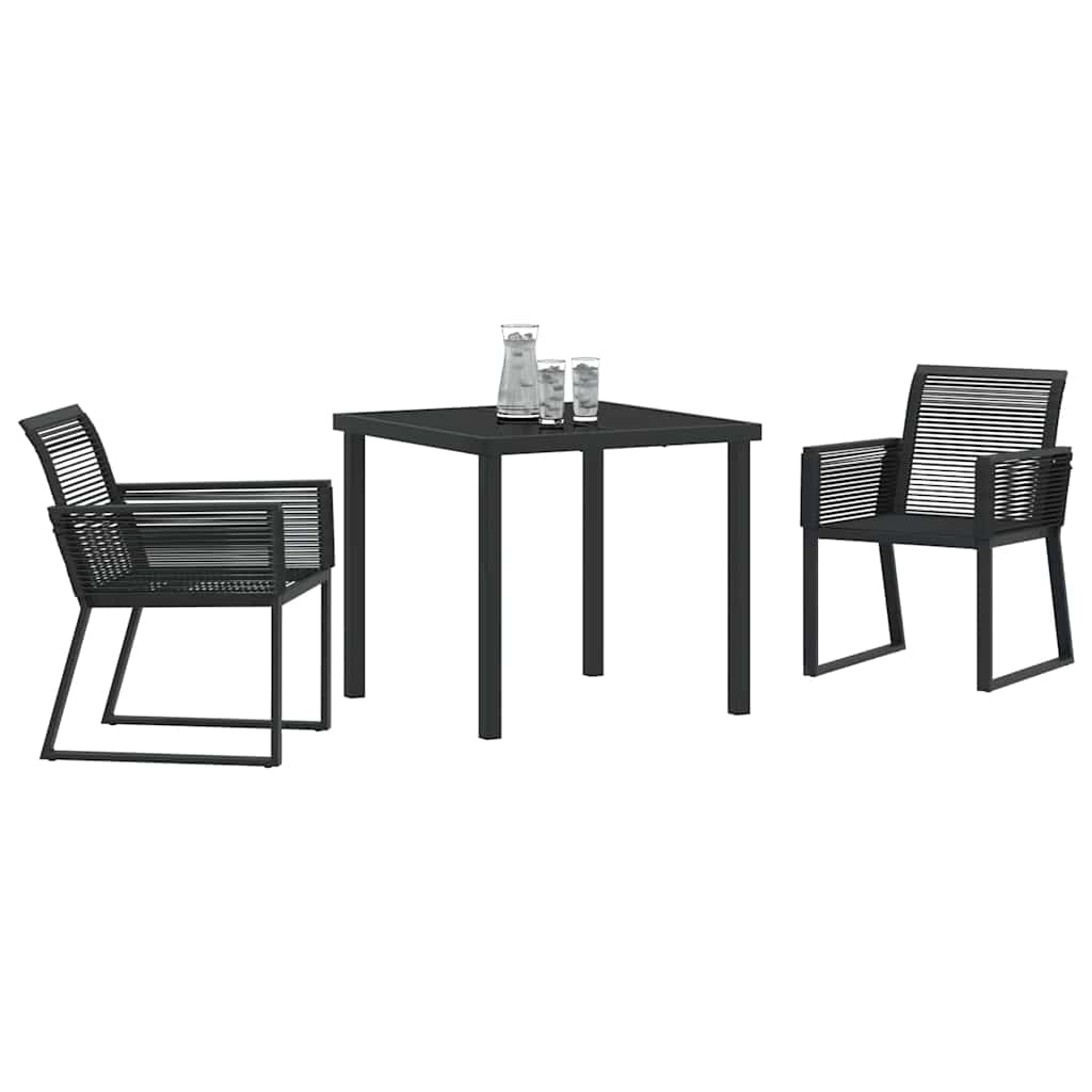 Garden Dining Set 3 pcs Black Poly rattan