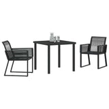 Garden Dining Set 3 pcs Black Poly rattan
