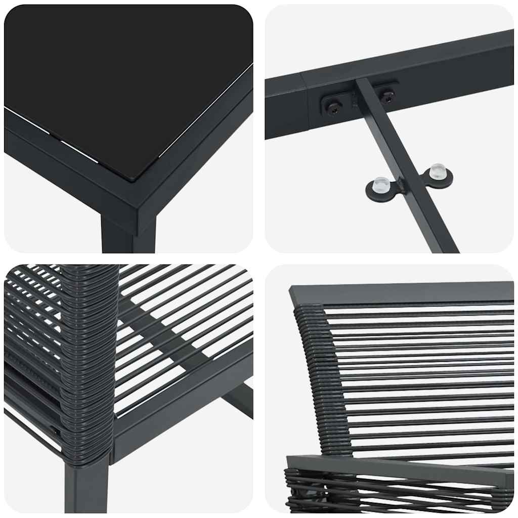 Garden Dining Set 5 pcs Black Poly rattan