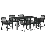 Garden Dining Set 7 pcs Black Poly rattan