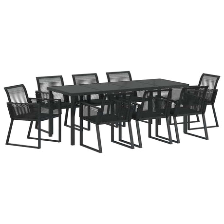 Garden Dining Set 9 pcs Black Powder-Coated Steel