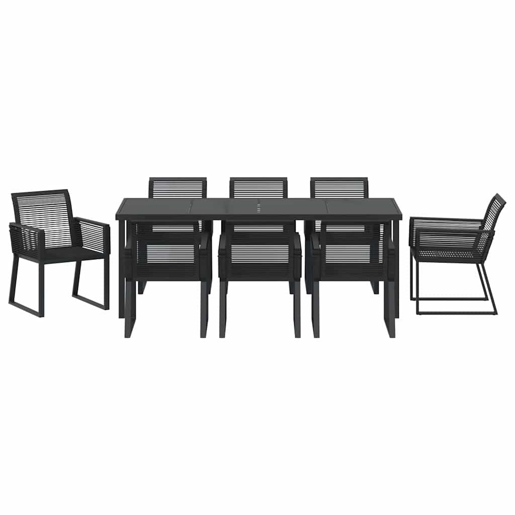Garden Dining Set 9 pcs Black Powder-Coated Steel