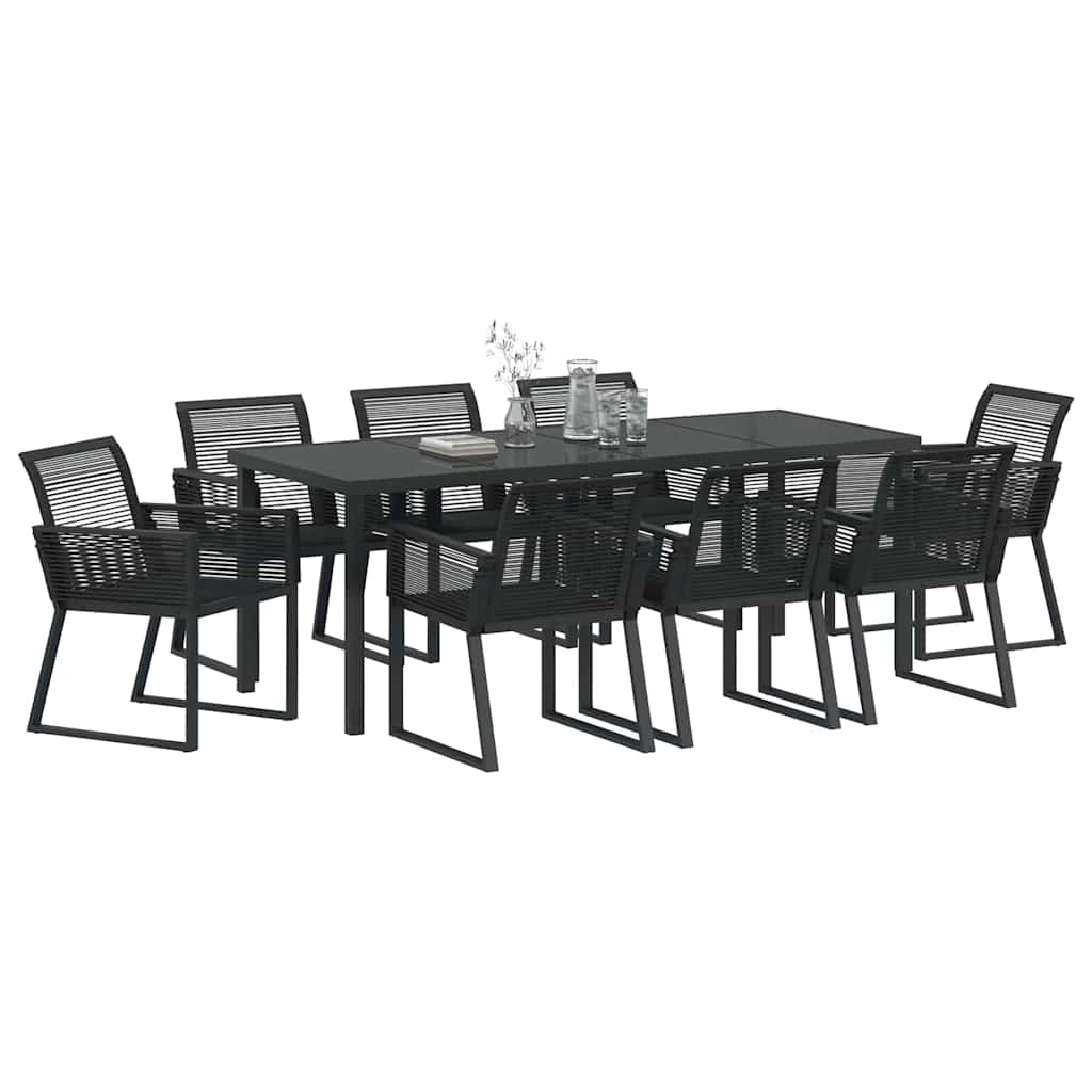 Garden Dining Set 9 pcs Black Powder-Coated Steel