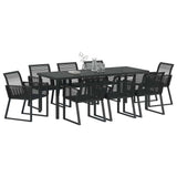 Garden Dining Set 9 pcs Black Powder-Coated Steel