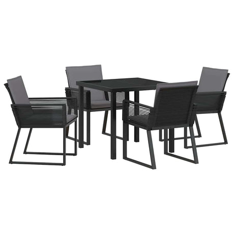 Garden Dining Set 5 pcs Black Poly rattan