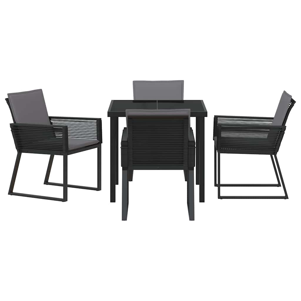 Garden Dining Set 5 pcs Black Poly rattan