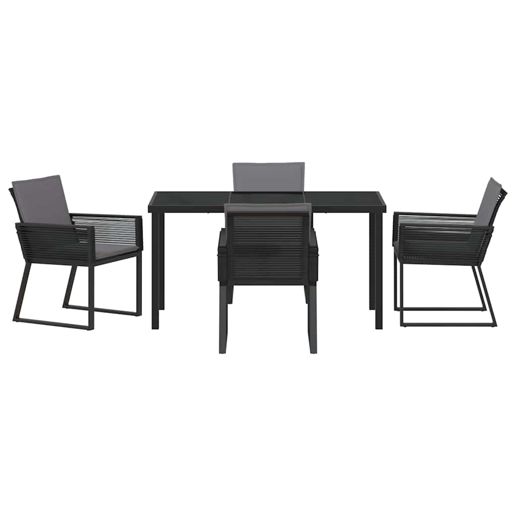 Garden Dining Set 5 pcs Black Poly rattan