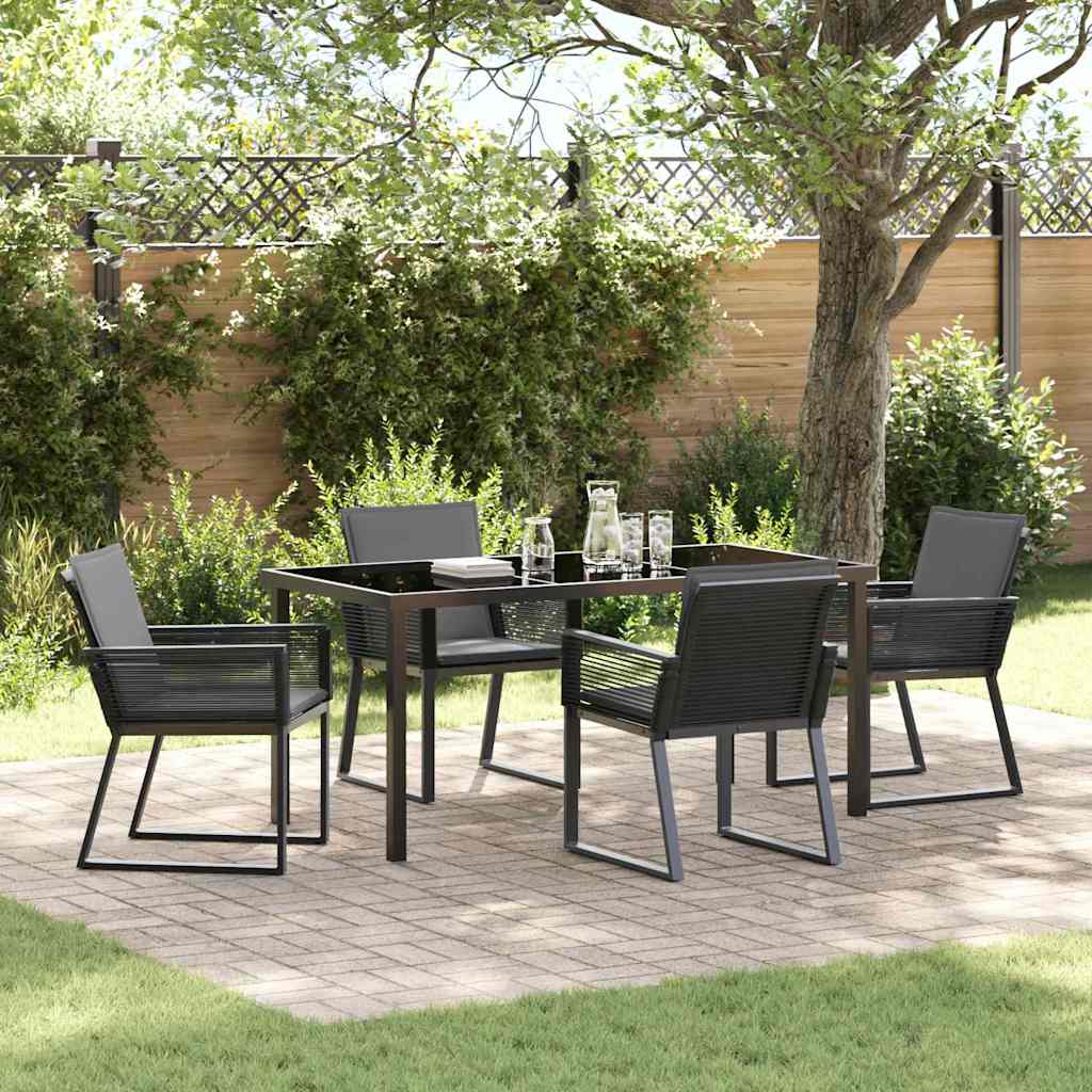 Garden Dining Set 5 pcs Black Poly rattan