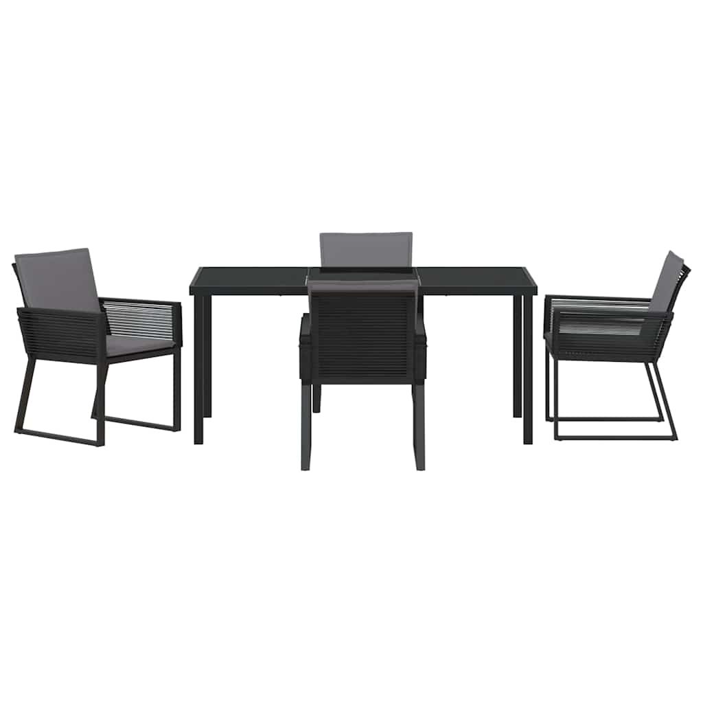 Garden Dining Set 5 pcs Black Poly rattan