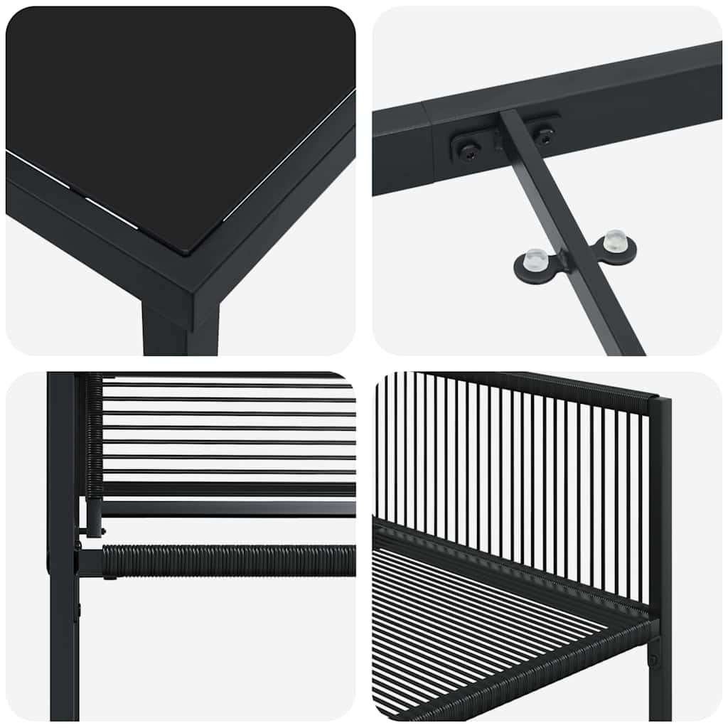 Garden Dining Set 5 pcs Black Poly rattan