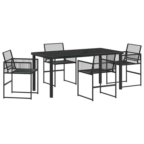 Garden Dining Set 5 pcs Black Poly rattan