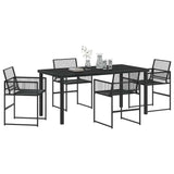 Garden Dining Set 5 pcs Black Poly rattan