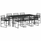 Garden Dining Set 9 pcs Black Powder-Coated Steel