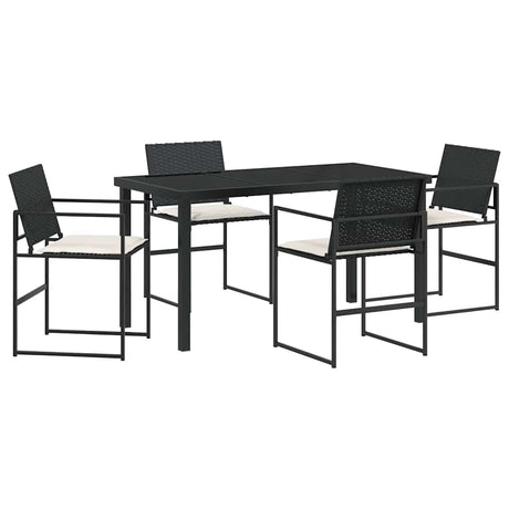 Garden Dining Set 5 pcs Black Poly rattan