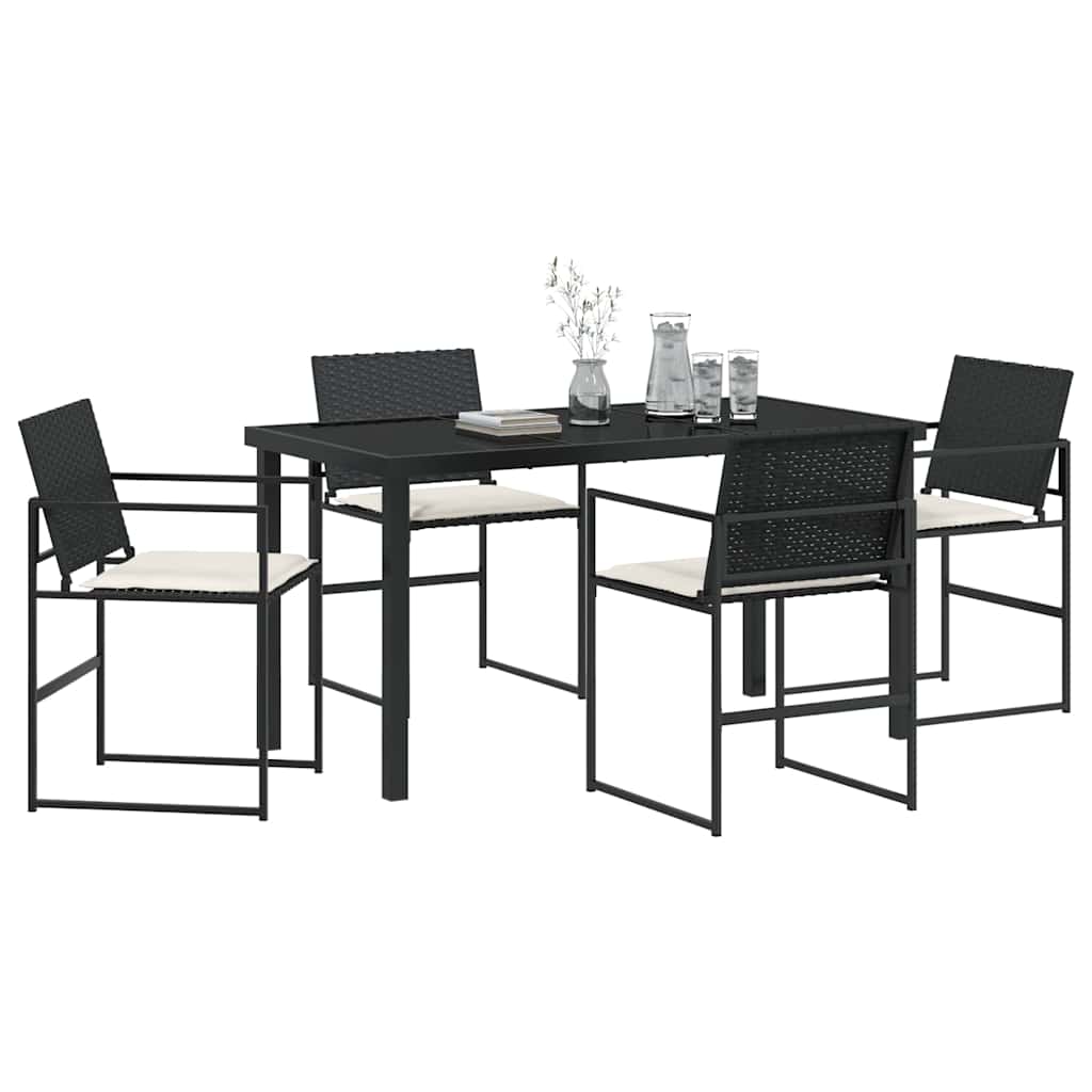 Garden Dining Set 5 pcs Black Poly rattan