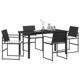 Garden Dining Set 5 pcs Black Poly rattan