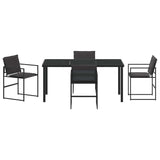 Garden Dining Set Folding Manual 5 pcs Black 160 x 80 x 73 cm