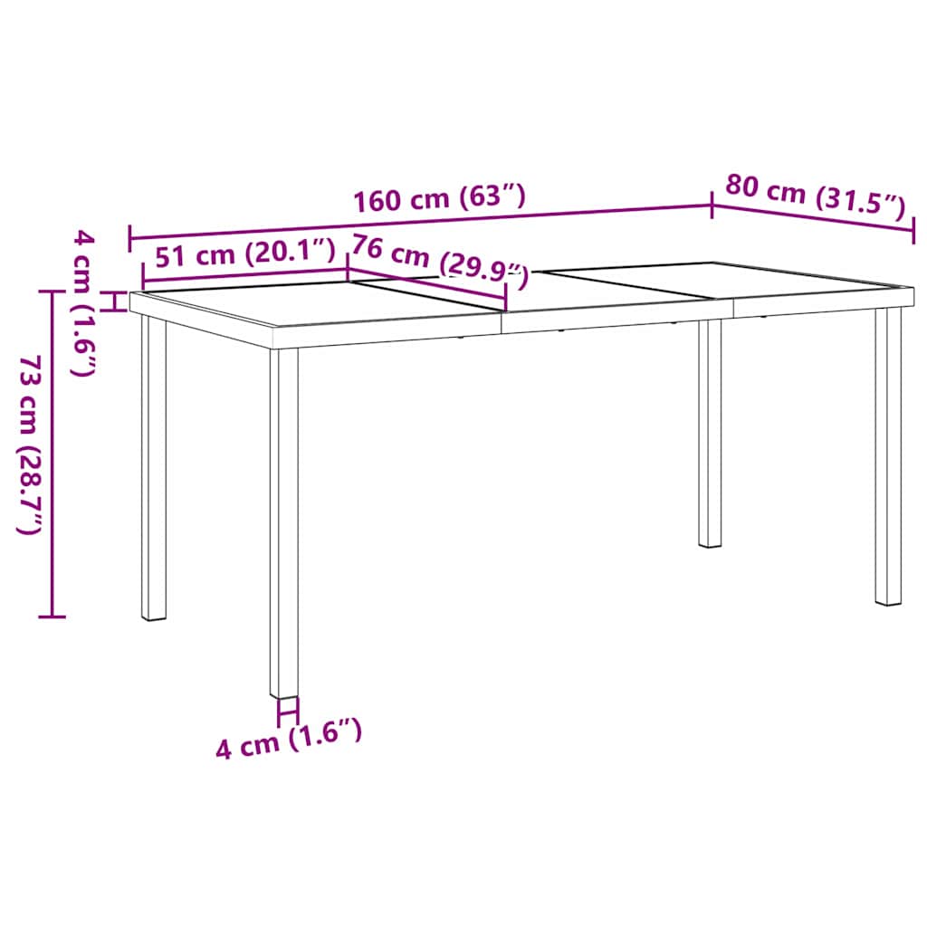 Garden Dining Set Folding Manual 5 pcs Black 160 x 80 x 73 cm