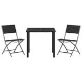 Garden Dining Set Folding 3 pcs Black Textilene and steel