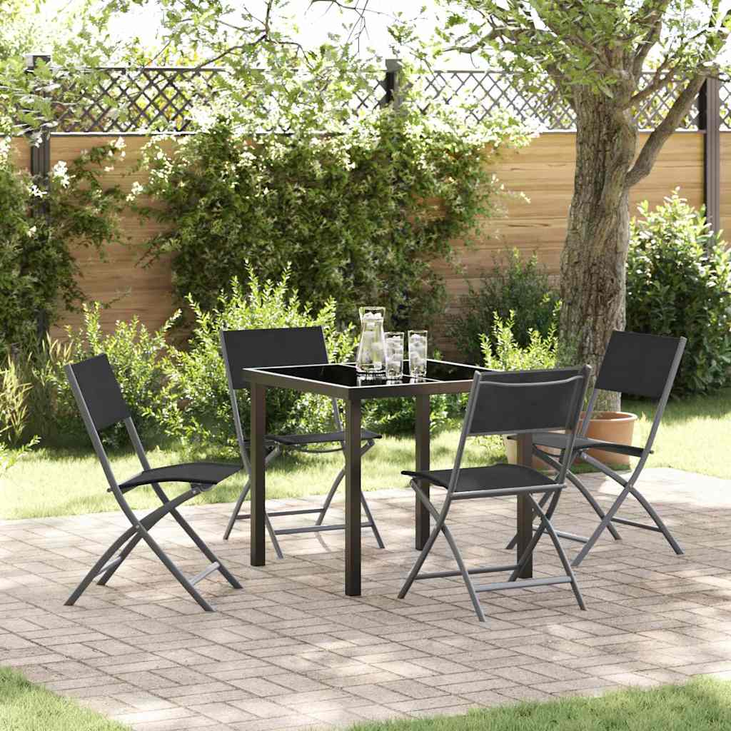 Garden Dining Set Folding 5 pcs Black Textilene and steel