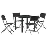 Garden Dining Set Folding 5 pcs Black Textilene and steel