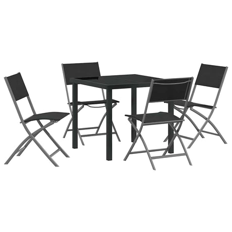 Garden Dining Set Folding 5 pcs Black Textilene and steel
