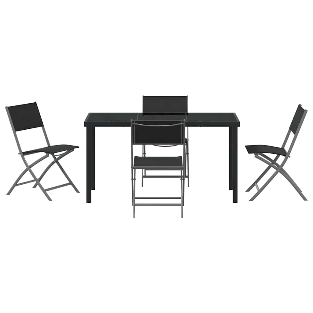 Garden Dining Set Folding 5 pcs Black Textilene and steel