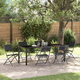 Garden Dining Set Folding 7 pcs Black Powder-Coated Steel