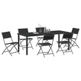 Garden Dining Set Folding 7 pcs Black Powder-Coated Steel