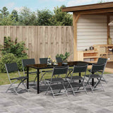 Garden Dining Set Folding 9 pcs Black Powder-Coated Steel