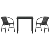 Garden Dining Set 3 pcs Black Poly rattan