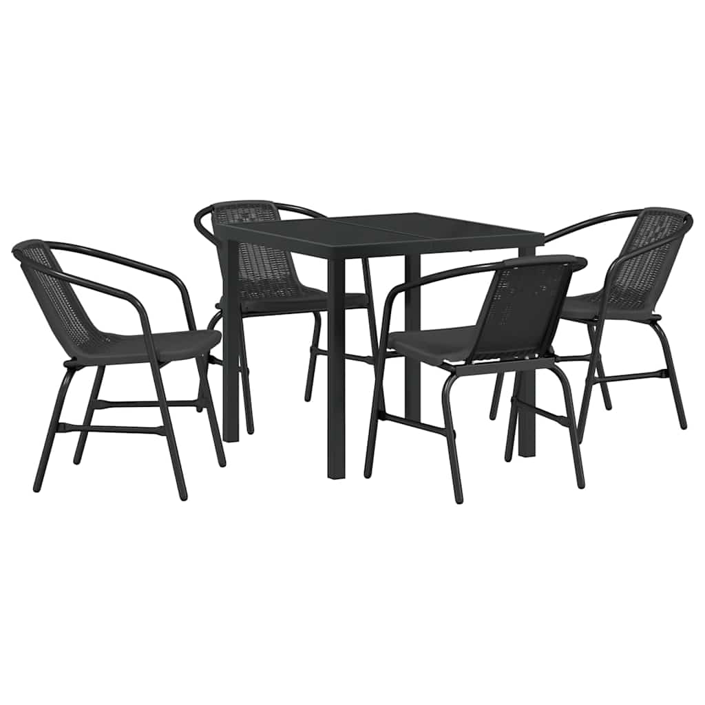 Garden Dining Set 5 pcs Black Poly rattan