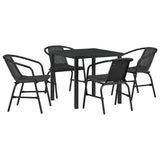 Garden Dining Set 5 pcs Black Poly rattan