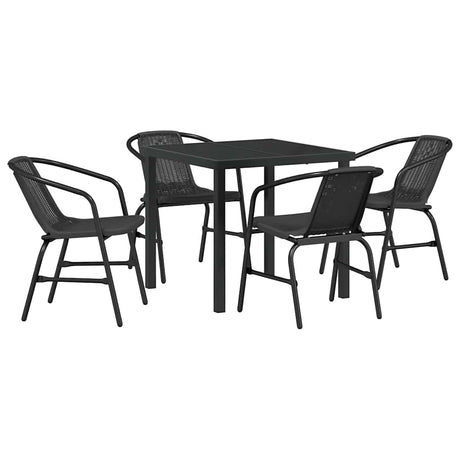 Garden Dining Set 5 pcs Black Poly rattan