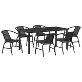 Garden Dining Set 7 pcs Black Poly rattan