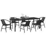 Garden Dining Set 7 pcs Black Powder-Coated Steel