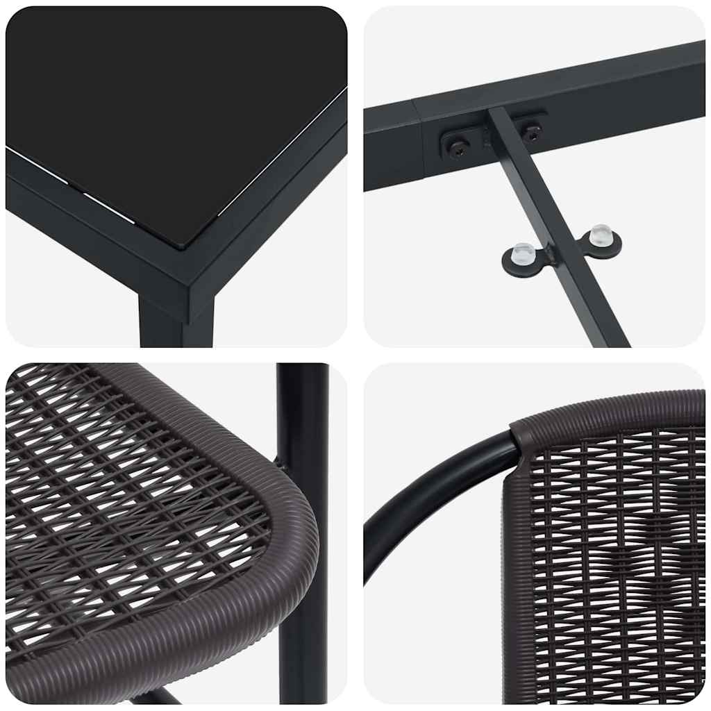 Garden Dining Set 9 pcs Black Powder-Coated Steel