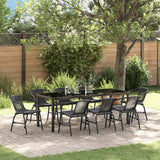Garden Dining Set 9 pcs Black Powder-Coated Steel