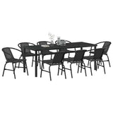 Garden Dining Set 9 pcs Black Powder-Coated Steel