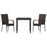 Garden Dining Set 3 pcs Brown Poly rattan