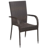 Garden Dining Set 5 pcs Brown Poly rattan