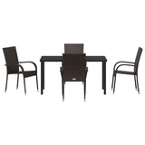 Garden Dining Set 5 pcs Brown Poly rattan