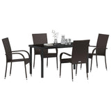 Garden Dining Set 5 pcs Brown Poly rattan