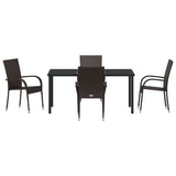 Garden Dining Set 5 pcs Brown Poly rattan